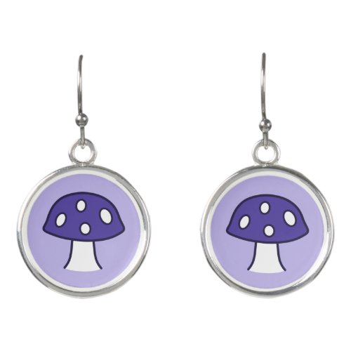 Purple Mushroom Drop Earrings
