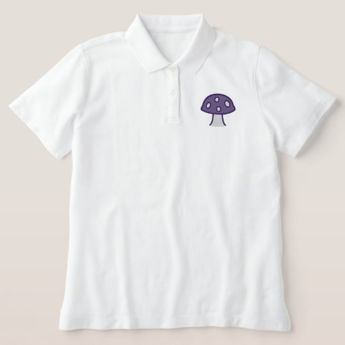 Purple Mushroom Embroidered Polo Shirt