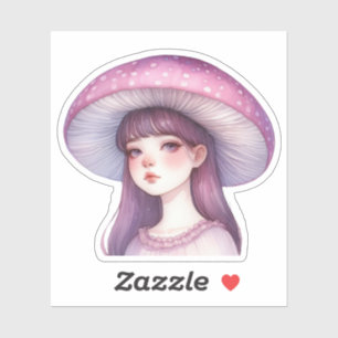 Purple Mushroom Girl Sticker