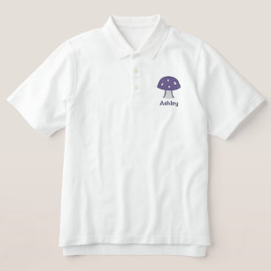 Purple Mushroom Name Embroidered Polo Shirt