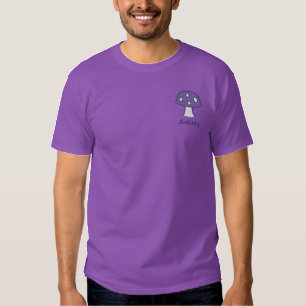 Purple Mushroom Name Embroidered T-Shirt