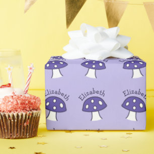 Purple Mushroom Name Wrapping Paper
