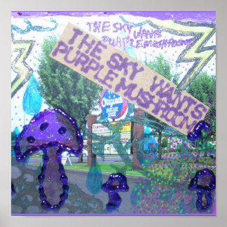 Purple Mushrooms Poster