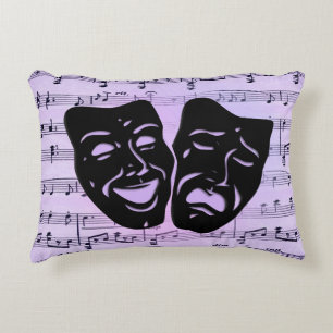 Purple Music and Theater Masks Accent Pillow