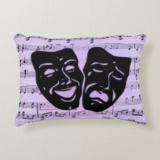 Purple Music and Theater Masks Accent Pillow