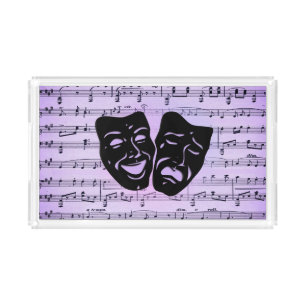 Purple Music and Theater Masks Acrylic Tray