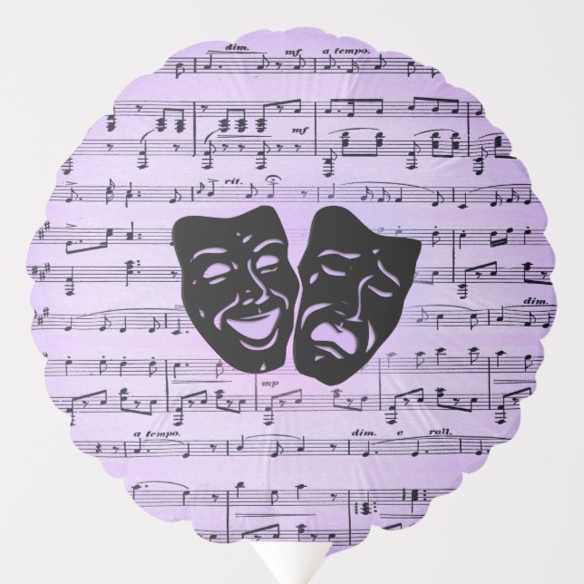 Purple Music and Theater Masks Balloon (Front)