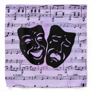 Purple Music and Theater Masks Bandana