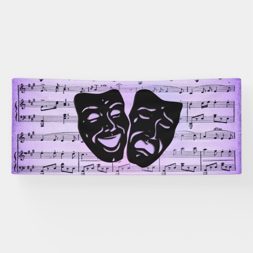 Purple Music and Theater Masks Banner