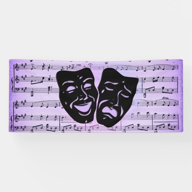 Purple Music and Theater Masks Banner (Horizontal)