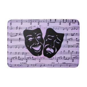 Purple Music and Theater Masks Bath Mat
