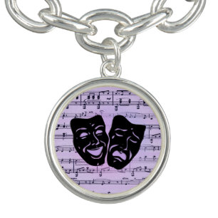 Purple Music and Theater Masks Bracelet