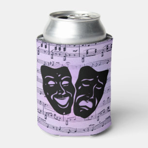 Purple Music and Theater Masks Can Cooler
