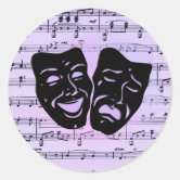 Comedy And Tragedy Theater Masks Black Line - Theater - Magnet