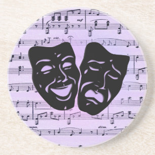 Purple Music and Theater Masks Coaster