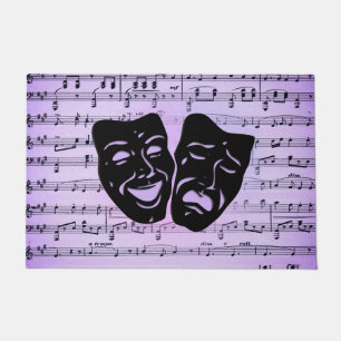 Purple Music and Theater Masks Doormat