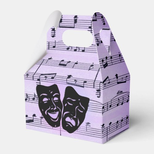 Purple Music and Theater Masks Favor Boxes