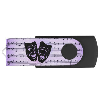 Purple Music and Theater Masks Flash Drive