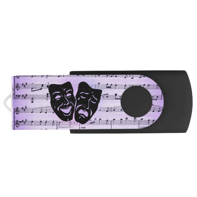 Purple Music and Theater Masks Flash Drive (Back)