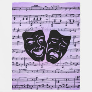 Purple Music and Theater Masks Fleece Blanket