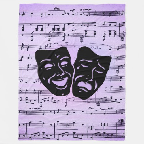 Purple Music and Theater Masks Fleece Blanket