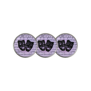 Purple Music and Theater Masks Golf Ball Marker