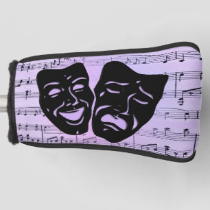 Purple Music and Theater Masks Golf Head Cover