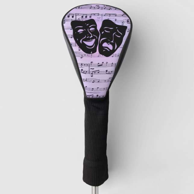 Purple Music and Theater Masks Golf Head Cover (Front)