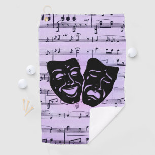 Purple Music and Theater Masks Golf Towel