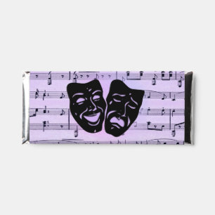 Purple Music and Theater Masks Hershey Bar Favors