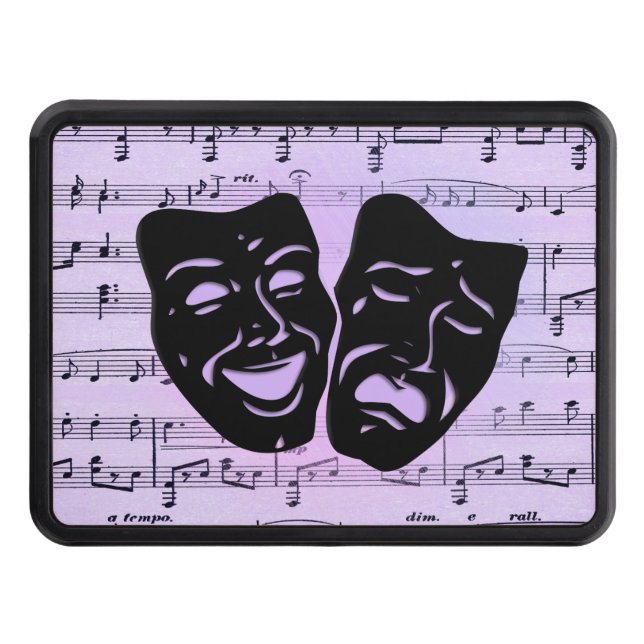 Purple Music and Theater Masks Hitch Cover (Front)