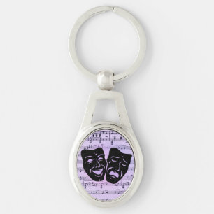 Purple Music and Theater Masks Keychain