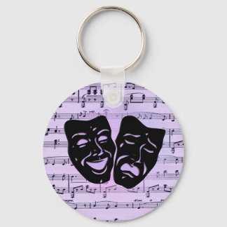 Purple Music and Theater Masks Keychain
