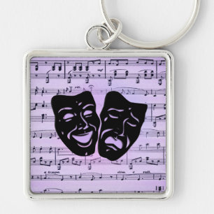 Purple Music and Theater Masks Keychain