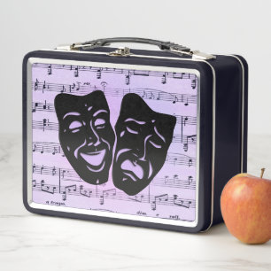 Purple Music and Theater Masks Metal Lunch Box