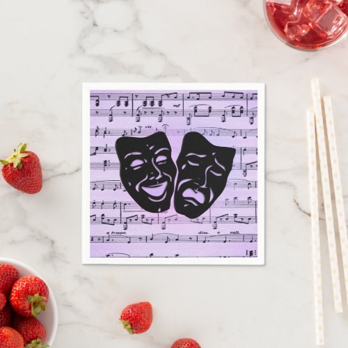 Purple Music and Theater Masks Napkins
