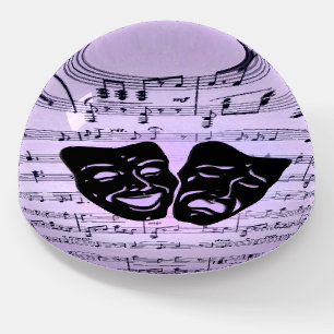 Purple Music and Theater Masks Paperweight