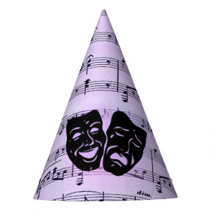 Purple Music and Theater Masks Party Hat