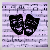 Comedy And Tragedy Theater Masks Black Line Art Print by John Schwegel -  Pixels Merch