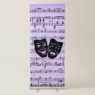 Purple Music and Theater Masks Retractable Banner