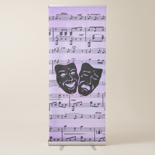 Purple Music and Theater Masks Retractable Banner