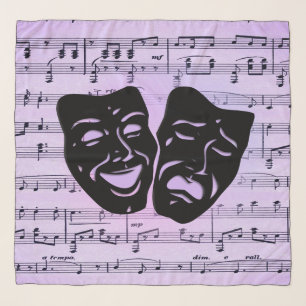 Purple Music and Theater Masks Scarf