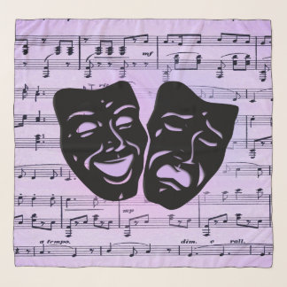 Purple Music and Theater Masks Scarf