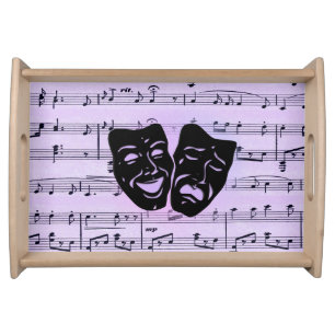 Purple Music and Theater Masks Serving Tray