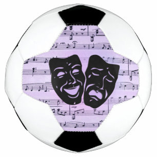 Purple Music and Theater Masks Soccer Ball