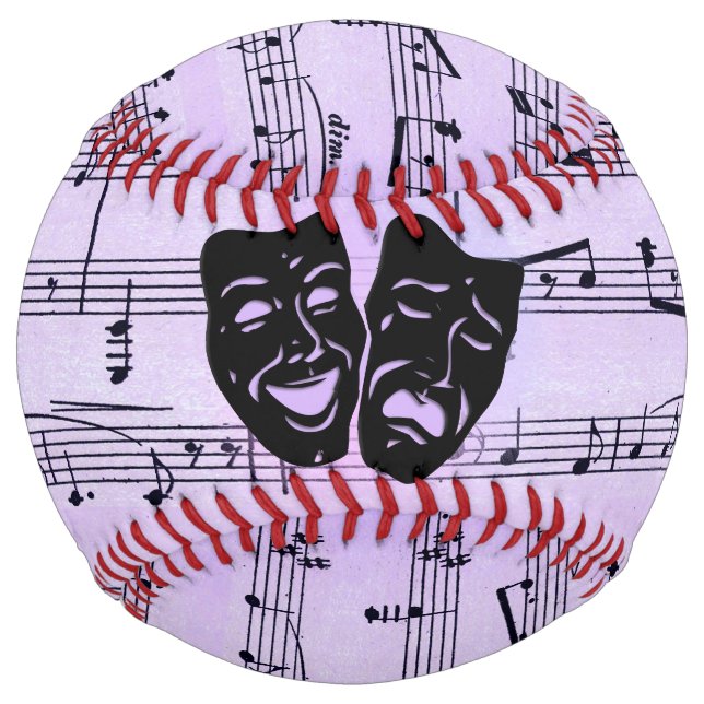 Purple Music and Theater Masks Softball (Front)