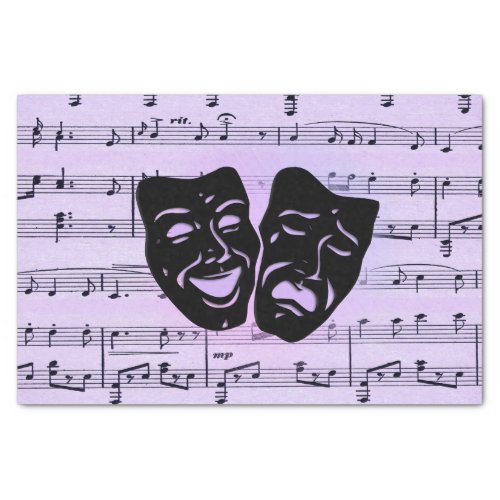 Purple Music and Theater Masks Tissue Paper