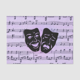 Purple Music and Theater Masks Tissue Paper
