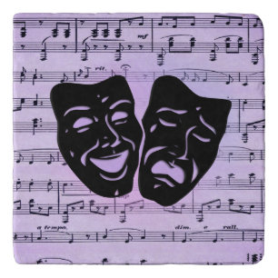 Purple Music and Theater Masks Trivet