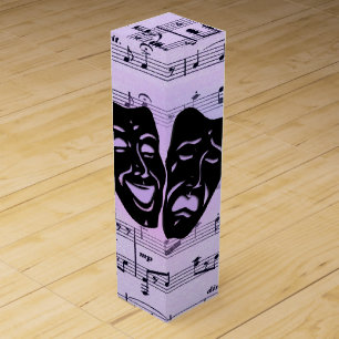Purple Music and Theater Masks Wine Box